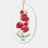 Décoration En Céramique Personnalisé Daté Noël Hummingbird Red Poppies (Gauche)