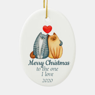Décoration En Céramique Personnalisé Daté Noël mignon Chats Un que j'aime