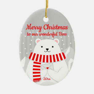 Décoration En Céramique Personnalisé Date Ours Polaire De Noël Mignonne No