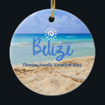Décoration En Céramique Personnalisé Famille Belize Beach Vacances Noël<br><div class="desc">Sympa personnalisable Belize Trip souvenir. Personnalisation : Changez la légende et l'année pour la rendre unique.</div>