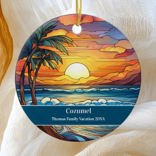 Décoration En Céramique Personnalisé Famille Cozumel Beach Vacances