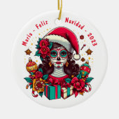 Décoration En Céramique Personnalisé Feliz Navidad De Los Muertos (Devant)
