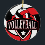 Décoration En Céramique Personnalisé - Logo de volley-ball 🏐 rouge et noi<br><div class="desc">Ornement de volley-ball présenté en rouge, noir et blanc avec do-it-yourself nom et année ou numéro. Un grand cadeau pour n'importe quel joueur de volley-ball. ⭐ Ce Produit est 100% Personnalisable. *****Cliquez sur le BOUTON PERSONNALISER pour ajouter, supprimer, déplacer, redimensionner, modifier, tourner, etc... n'importe quel graphique ou texte ou utilisez...</div>