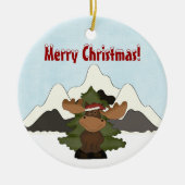 Décoration En Céramique Personnalisé Mignon Père Noël Moose Mountain Ornam (Devant)