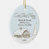 Décoration En Céramique Personnalisé Notre premier domicile Adresse Noël (Droite)