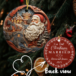 Décoration En Céramique Personnalisé Notre Premier Noël, Nouveau Mariés Pè