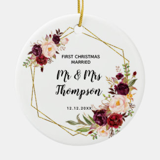Décoration En Céramique Personnalisé Premier Noël Marié en tant que Mr & M