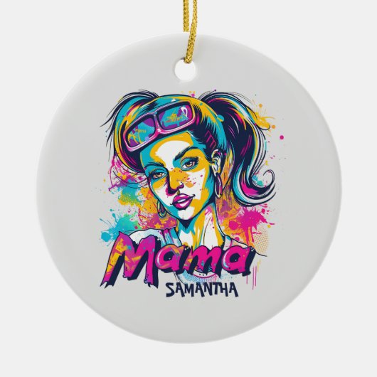 Décoration En Céramique Personnalisé Retro Mama Pop Art (18) (Devant)