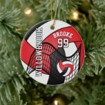 Décoration En Céramique Personnalisé - Rouge, Blanc et Noir - 🏐 de volley<br><div class="desc">🥇 UN DESIGN D'ART ORIGINAL DE DROIT D'AUTEUR DE Donna Siegrist SEULEMENT DISPONIBLE SUR ZAZZLE! "A Custom Order" - Volleyball 🏐 Joueur Sport Ornement de Noël. Impressionnez votre joueur de volley-ball avec ce design do-it-yourself nom dans un design pointu ROUGE, BLANC ET NOIR. Un grand cadeau pour n'importe quel joueur...</div>
