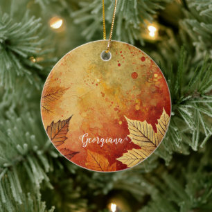 Décoration En Céramique Personnalisé Rustique Golden Autumnal Encre désoss