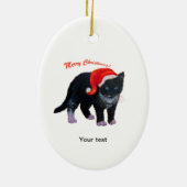 Décoration En Céramique Personnaliser Black Kitten Joyeux Noël (Dos)