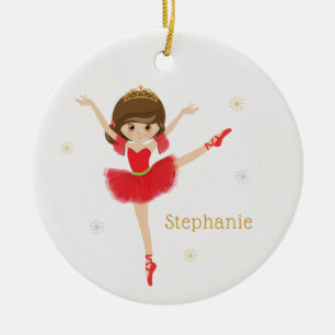 Décoration En Céramique Personnaliser Brunette Christmas Ballerina