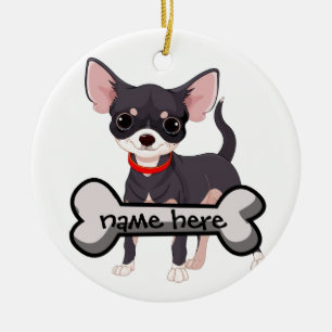 Décoration En Céramique Personnaliser Chihuahua avec nom sur l'os