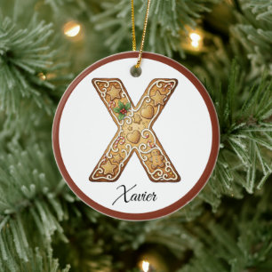 Décoration En Céramique Personnaliser la lettre X de pain d'épices de Noël