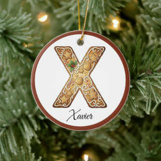 Décoration En Céramique Personnaliser la lettre X de pain d'épices de Noël