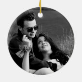 Décoration En Céramique Personnaliser la photo de Couple Black White Snowf (Dos)