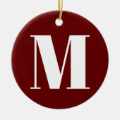 Décoration En Céramique Personnaliser monogramme initial bordeaux blanc (Devant)