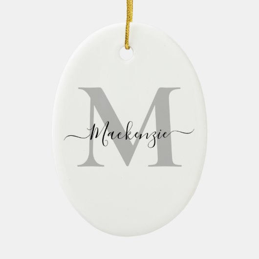 Décoration En Céramique Personnaliser Monogramme Nom initial Oval (Devant)