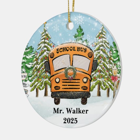 Décoration En Céramique Personnaliser Noël School Bus Driver Cadeau (Gauche)