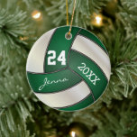 Décoration En Céramique Personnaliser - Volley-ball vert foncé et blanc<br><div class="desc">Ornement de Noël de volley-ball vert foncé prêt pour vous à personnaliser. REMARQUE : SEULEMENT CHANGER LES ZONES MODÈLES NÉCESSAIRES! 😀 Si nécessaire, vous pouvez supprimer une partie du texte et commencer à ajouter le texte et la police que vous voulez. 📌 Si vous avez besoin d'une personnalisation plus poussée,...</div>