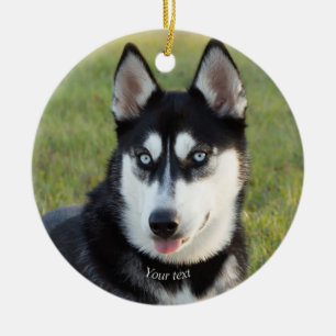 Décoration En Céramique Personnalisez Joyeux chiot sibérien Husky
