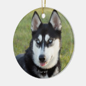 Décoration En Céramique Personnalisez Joyeux chiot sibérien Husky (Gauche)