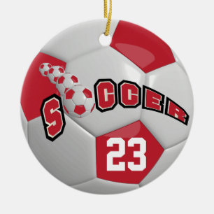 Décoration En Céramique Personnalisez le ballon de football rouge foncé