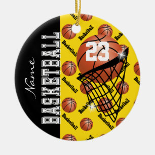Décoration En Céramique Personnalisez le basket-ball jaune