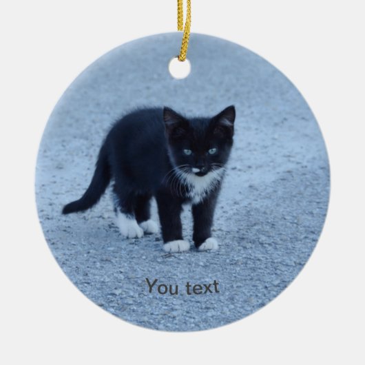 Décoration En Céramique Personnalisez le chaton Tuxedo noir et blanc (Devant)