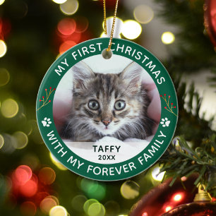 Décoration En Céramique Pet Cat Ma première photo personnalisée de Noël