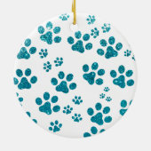 Décoration En Céramique Pet Dog Glitter Paw Print Custom Name Photo (Dos)