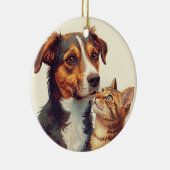 Décoration En Céramique Pet Lovers Christmas Ornament | Dog & Cat  (Droite)