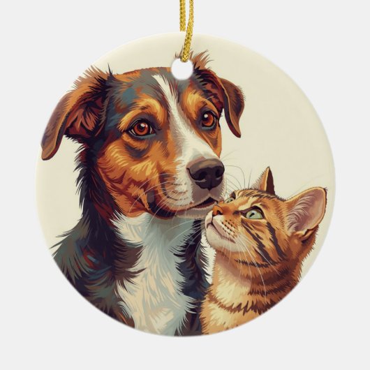 Décoration En Céramique Pet Lovers Christmas Ornament | Dog & Cat  (Devant)