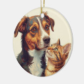 Décoration En Céramique Pet Lovers Christmas Ornament | Dog & Cat  (Gauche)