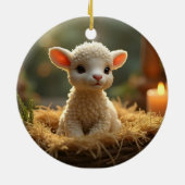 DÉCORATION EN CÉRAMIQUE PETIT AGNEAU DANS UNE MANGER (Dos)