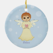 Décoration En Céramique Petit ange mignon sur bleu clair (Dos)