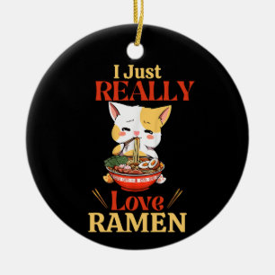Décoration En Céramique Petit chat aime vraiment Ramen