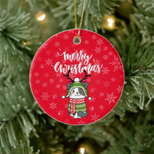 Décoration En Céramique Petit Chat de Noël : des idées de remplissage de c