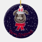 Décoration En Céramique Petit chien de Noël avec une écharpe tricotée (Dos)