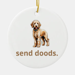 Décoration En Céramique Petit chien Goldendoodle "Envoyer des colombes"