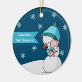 Décoration En Céramique Petit cochon et motoneige se serrant dans leurs br (Gauche)