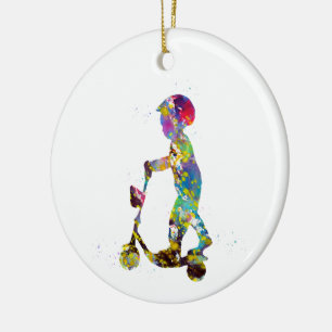 Décoration En Céramique Petit garçon avec scooter