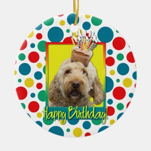 Décoration En Céramique Petit gâteau d'anniversaire - GoldenDoodle (Devant)