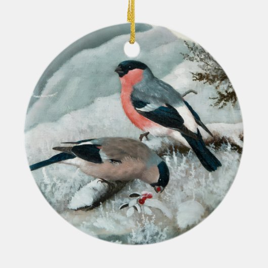 Décoration En Céramique Petit oiseau mignon - Bullfinch, Art (Dos)