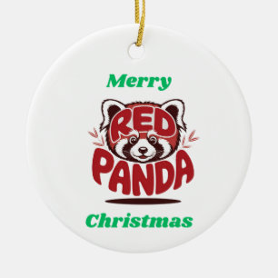 Décoration En Céramique Petit Panda Joyeux Noël
