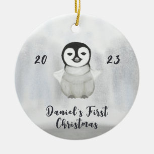 Décoration En Céramique petit pingouin première photo de noël