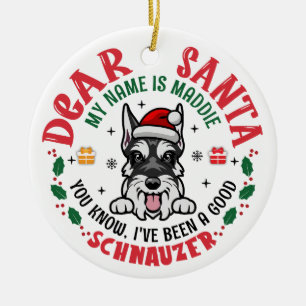 Décoration En Céramique Petit Schnauzer Chien de Noël personnalisé