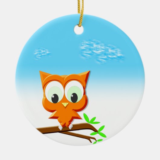 Décoration En Céramique Petite chouette sur une branche (Devant)