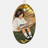 Décoration En Céramique Petite fille lire dans un hamac (Droite)