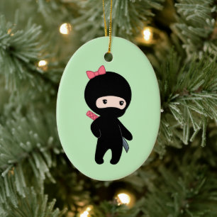 Décoration En Céramique Petite fille Ninja en vert